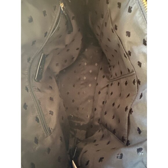 Kate Spade New York Black & White Striped Tote Bag Leather Handles Zip Closure - Picture 4 of 7